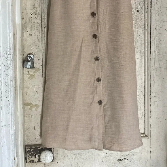 Blue Blush tie front button front midi dress BD9146 - Picture 4 of 12